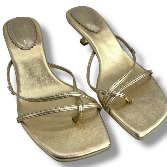 Circus NY Sam Edelman Gold Leaf Metallic Kitten Heels Size 8 Dress Sandals EUC - Picture 8 of 14